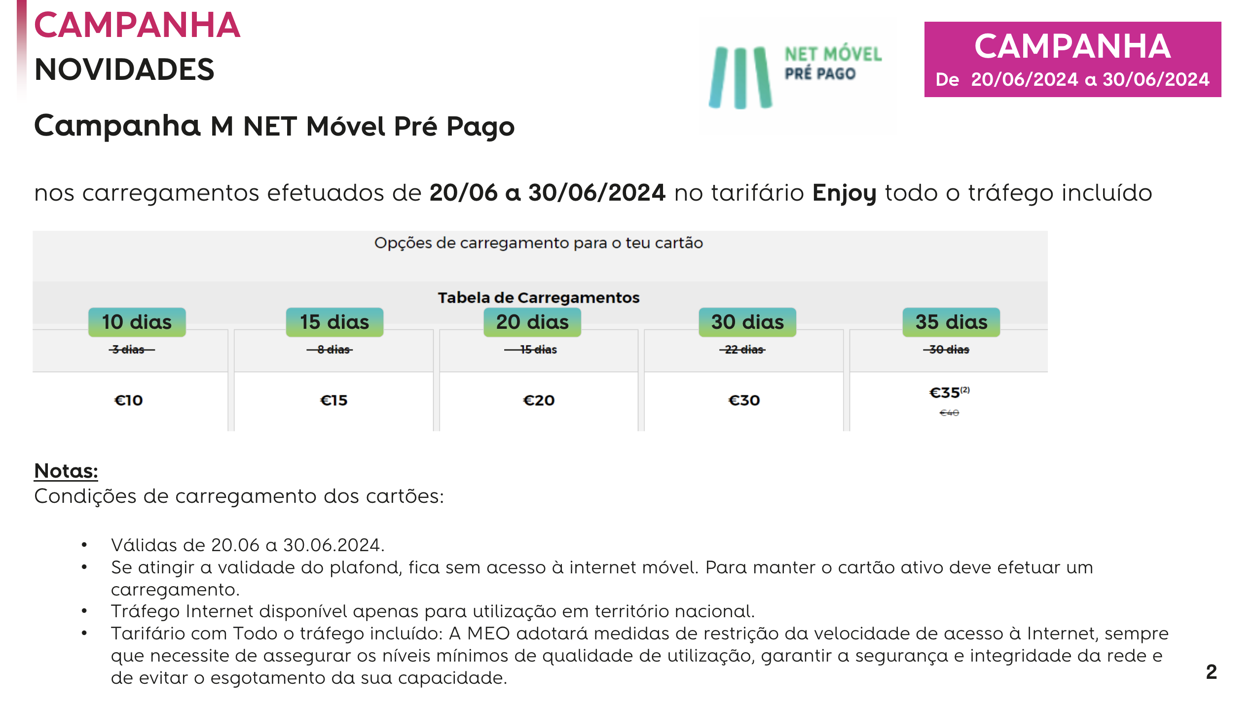 Campanha Net Móvel Pré-Pago Enjoy